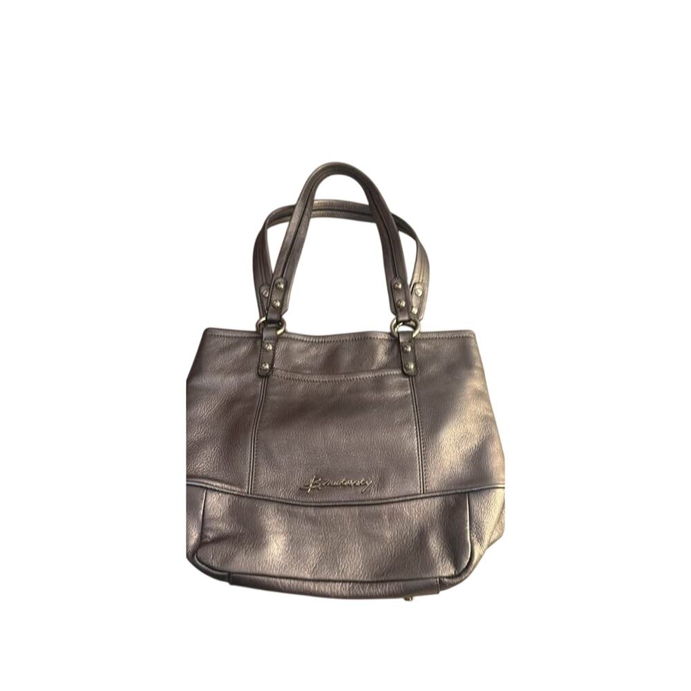 Women’s B. Makowsky Metallic Silver Leather Tote